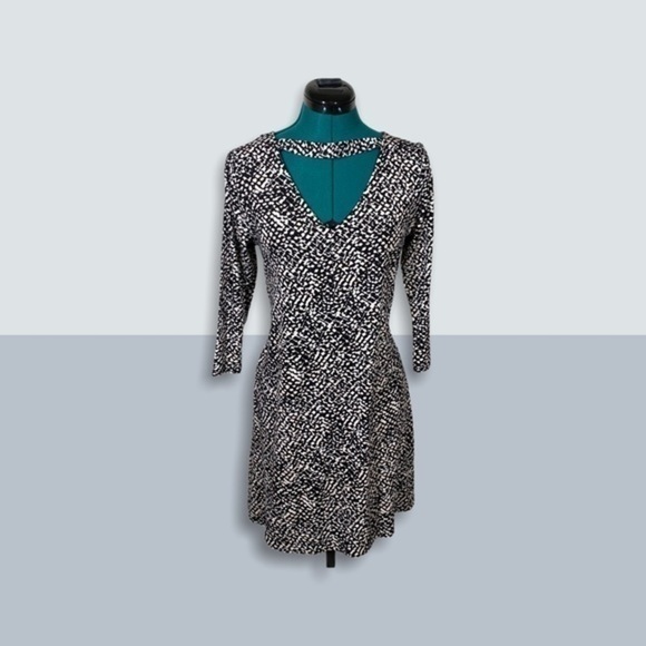 LOFT Geometric Print Choker Keyhole Dress NWT - Picture 9 of 9